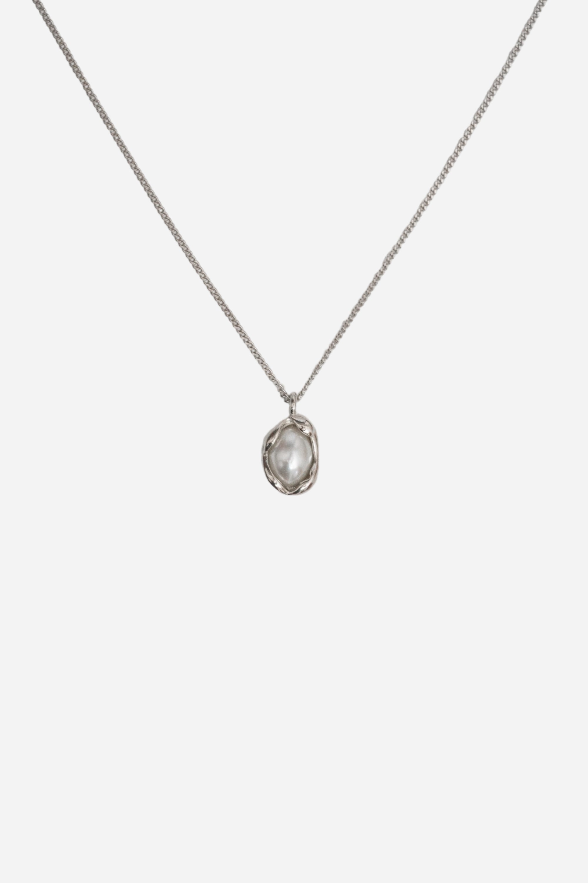 Egg Pearl Necklace | Silver