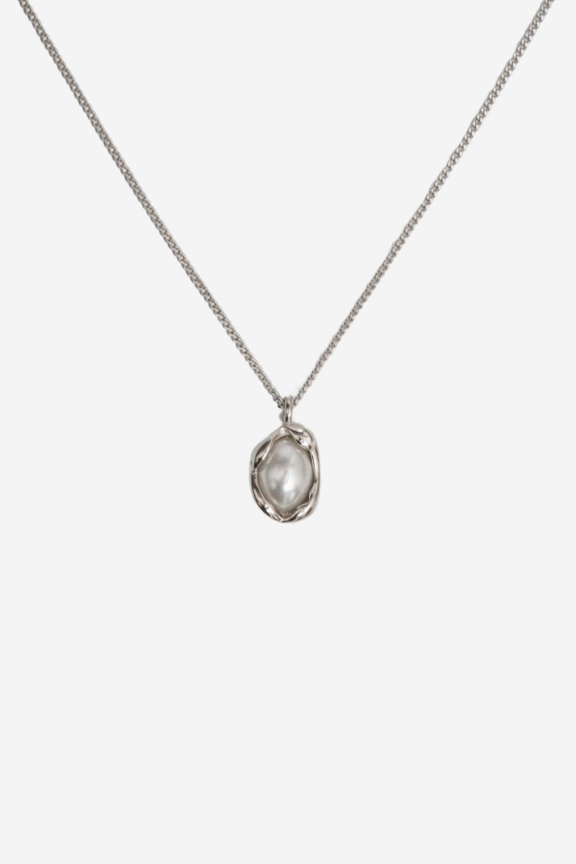 Egg Pearl Necklace | Silver