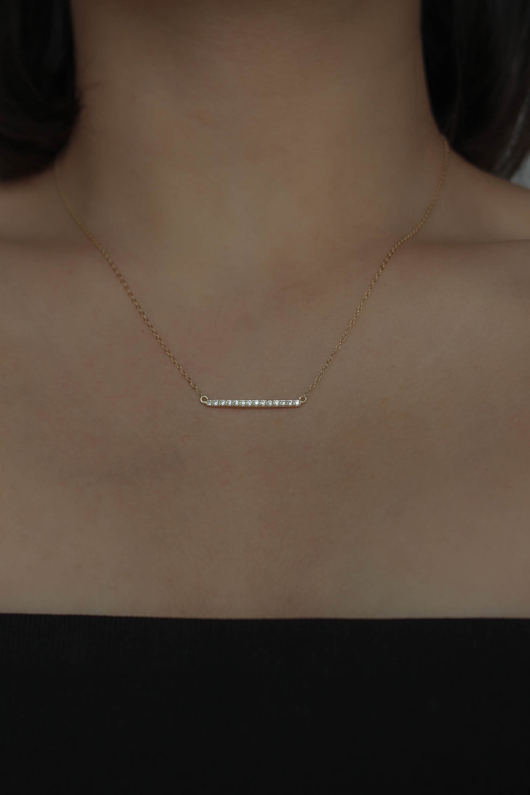 Zirconia Bar Necklace | Gold