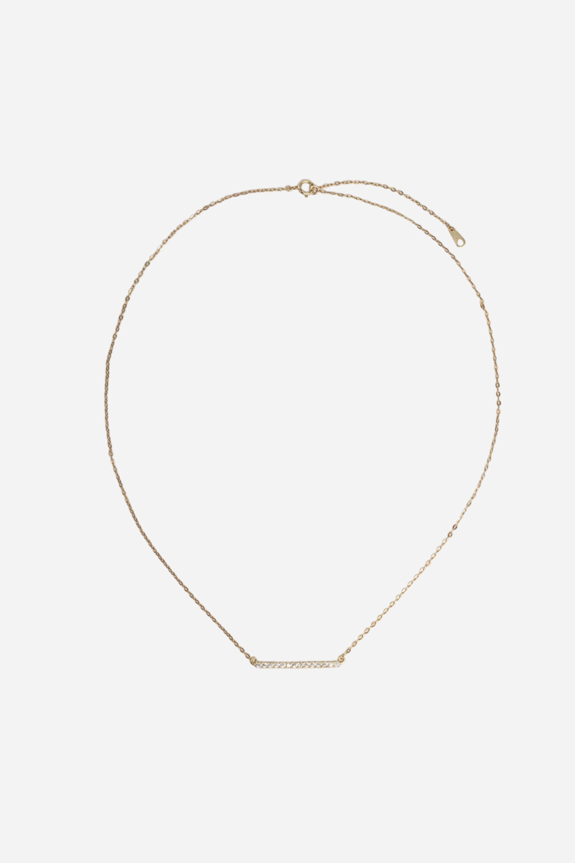 Zirconia Bar Necklace | Gold