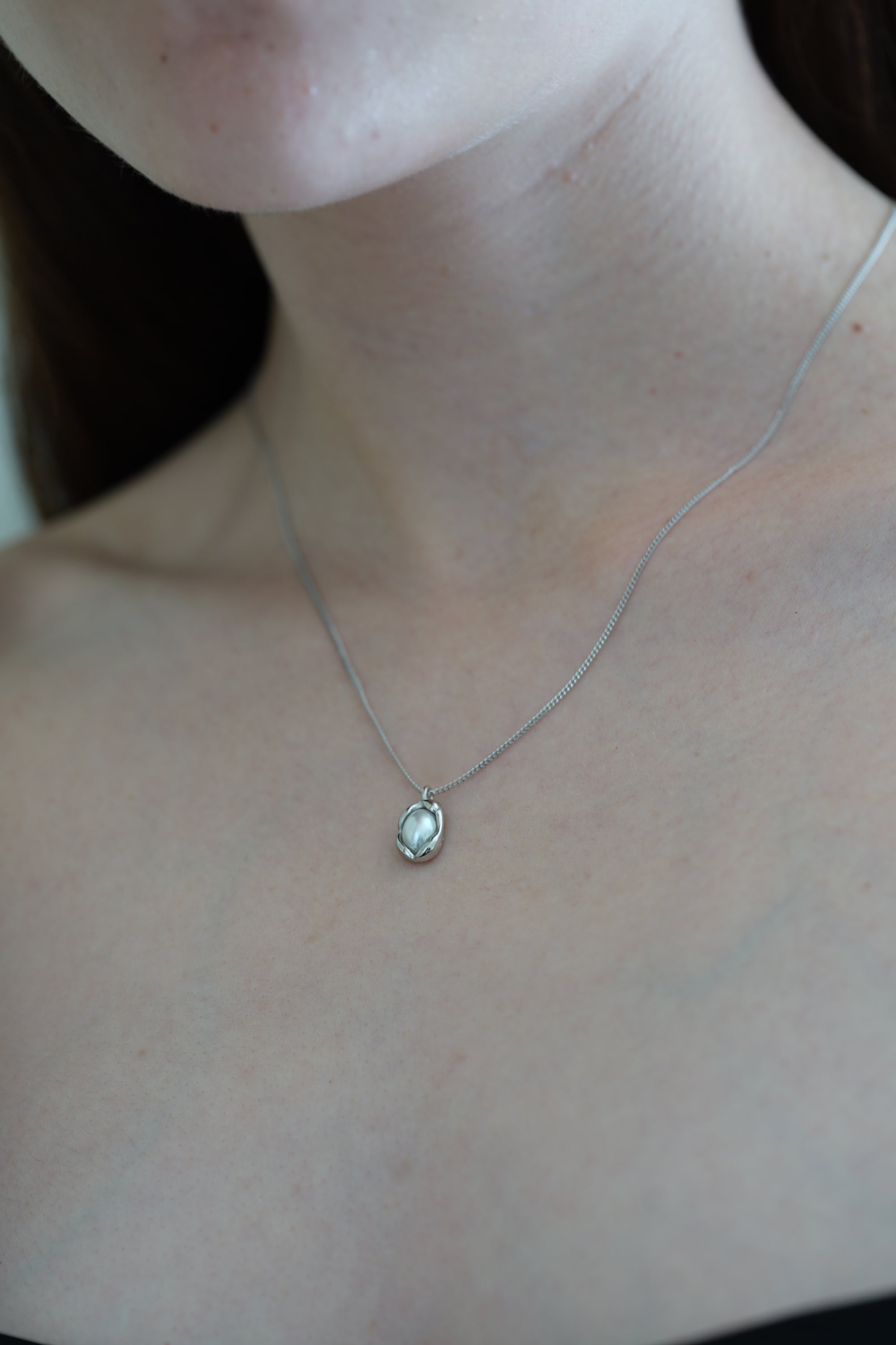 Egg Pearl Necklace | Silver