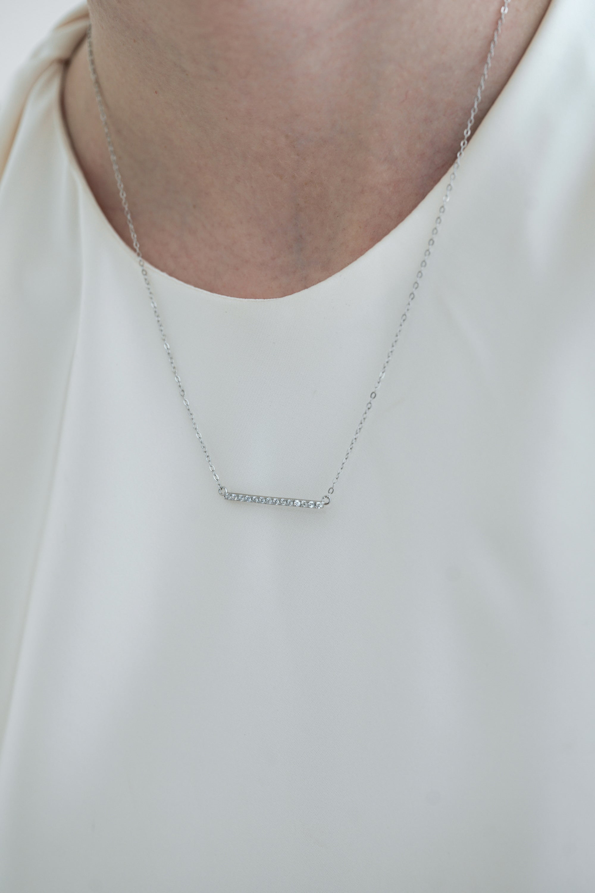 Zirconia Bar Necklace