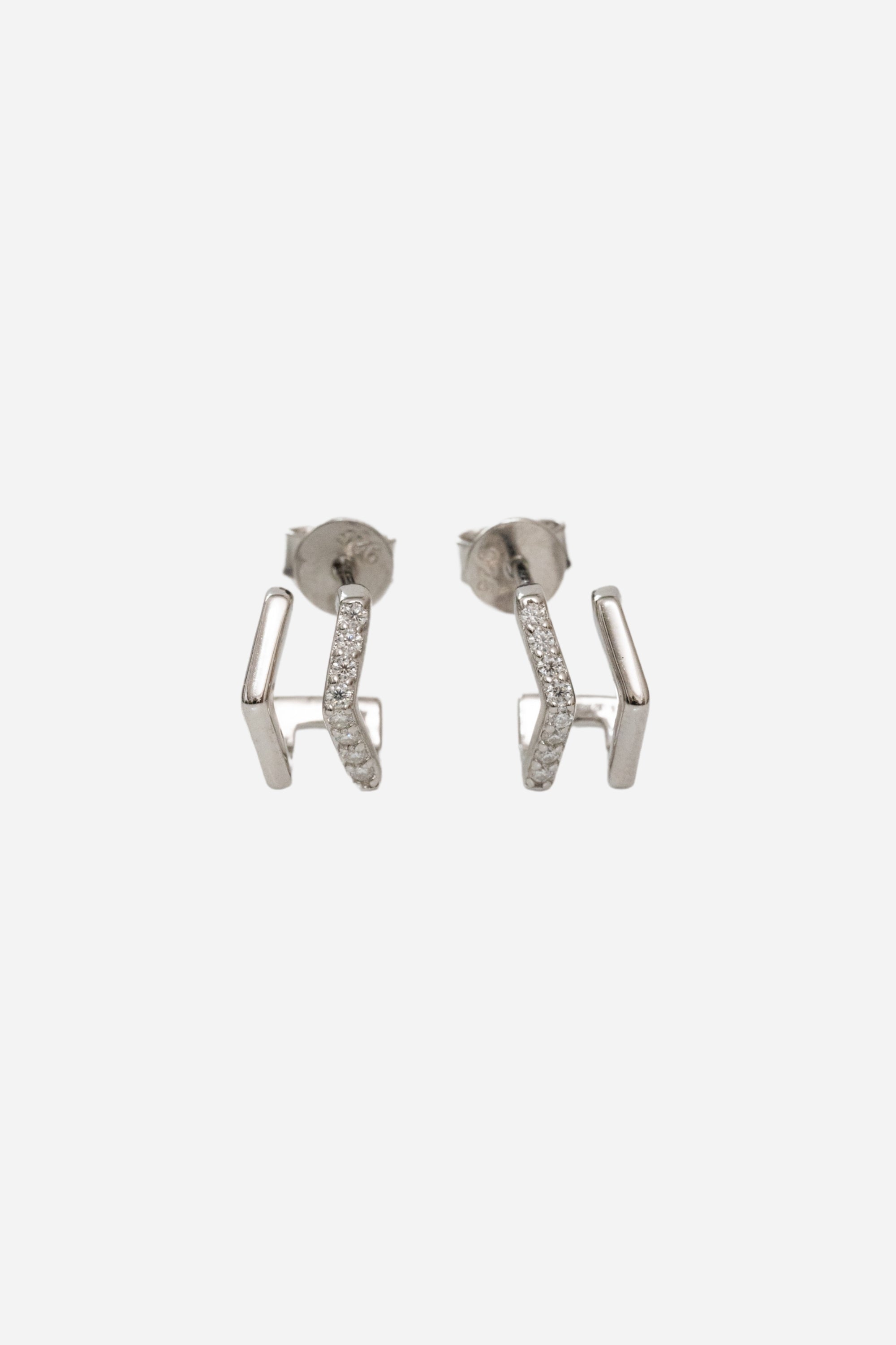 V Shape Double Pierce | Silver