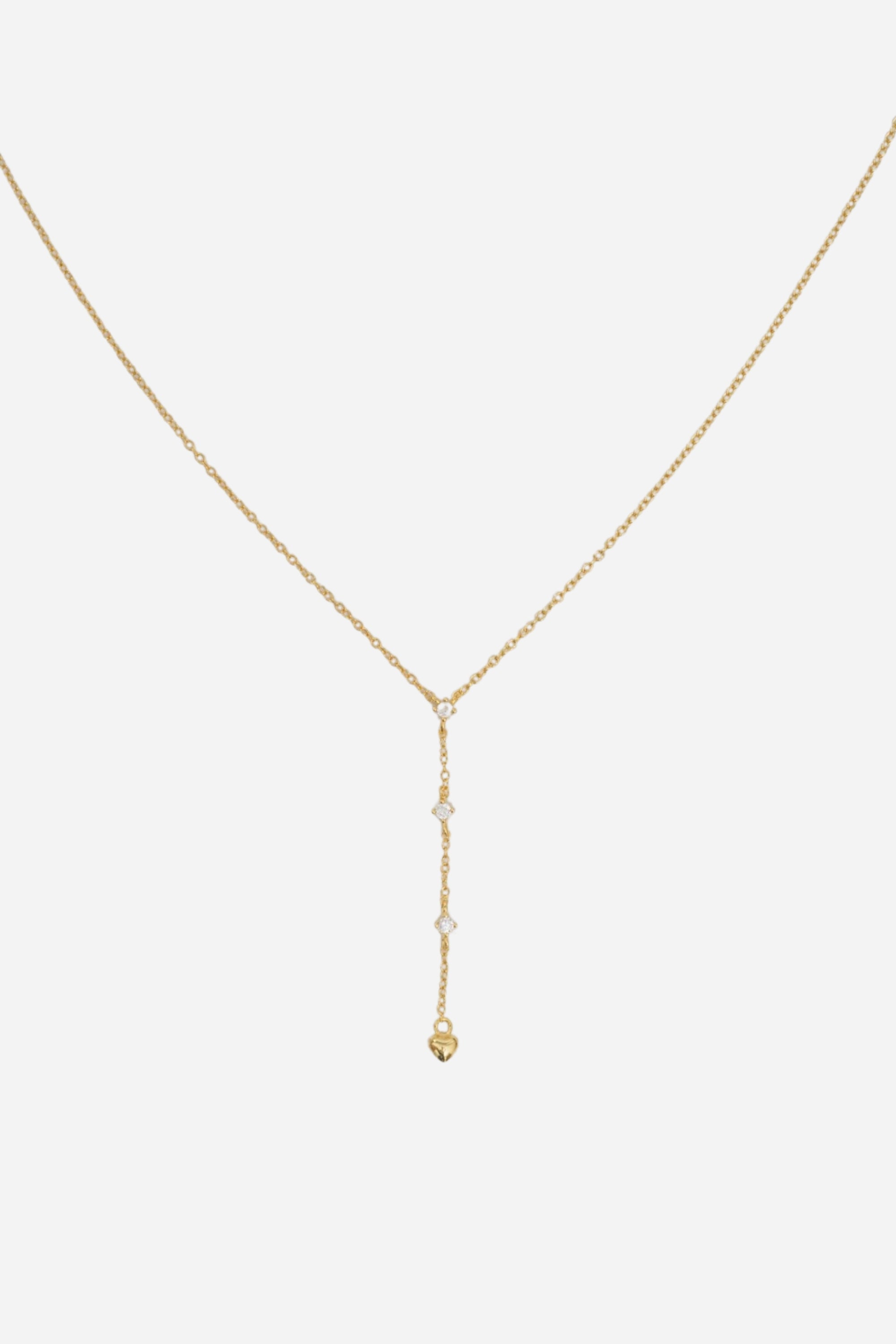 Sheer Y Heart Necklace | Gold